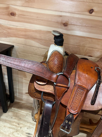16” Billy Cook Basket Stamped Dally Team Roper Western Saddle 9111