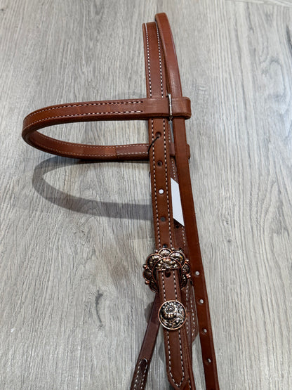 Copper Burst Browband Headstall– Premium Amish Leather by Spur Creek Tack