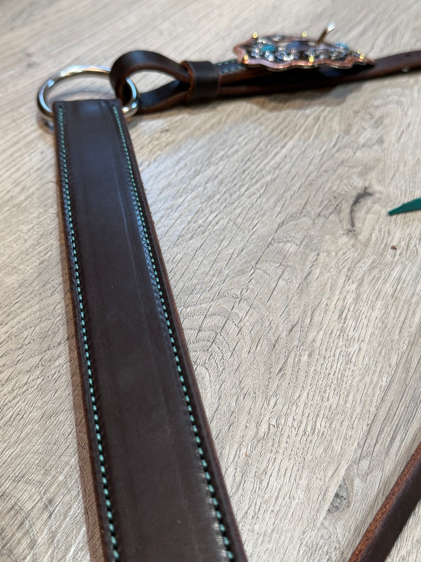 Scalloped Oval Turquoise Color Stitch Breast Collar – Premium Amish Leather by Spur Creek Tack