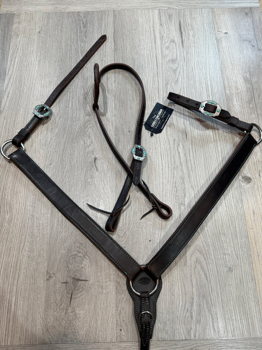Navajo Rope Edge Turquoise Breast Collar – Premium Amish Leather by Spur Creek Tack