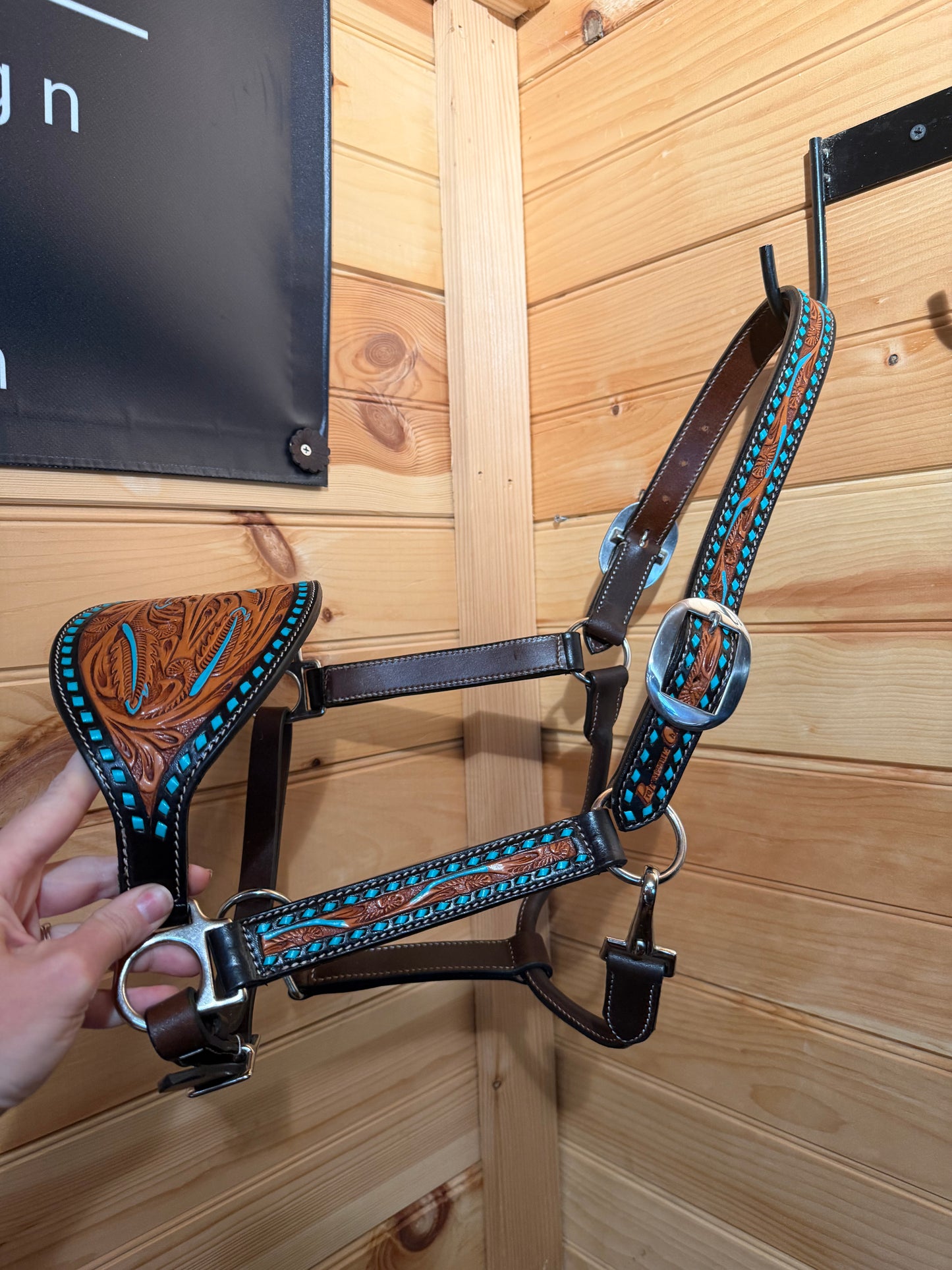 Professional’s Choice Teal Arrow Buckstitch Bronc Leather Halter
