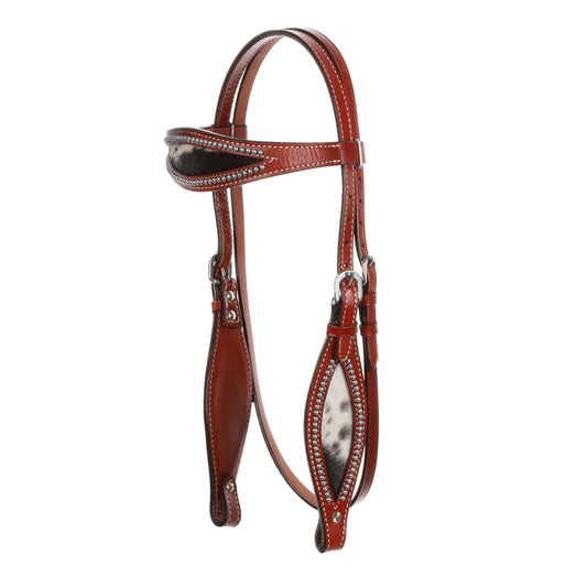 Homestead Dotted Cowhide Inlay Headstall and Breastcollar Tack Set