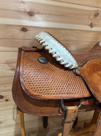 16” Billy Cook Basket Stamped Dally Team Roper Western Saddle 9111