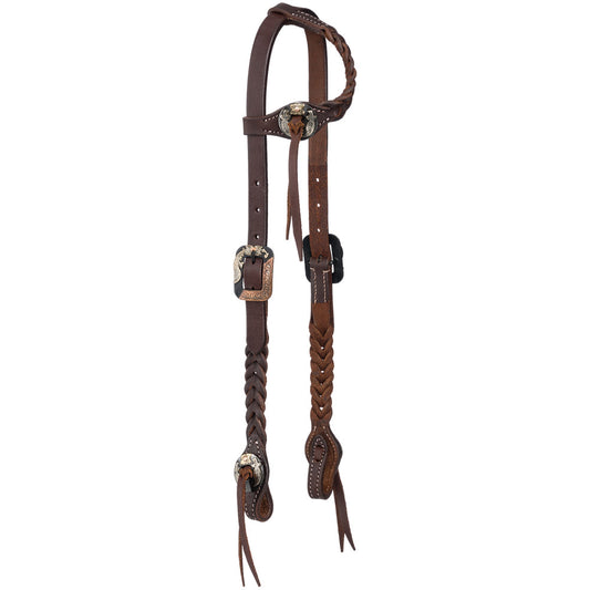 Tough1 Braided Harness Leather Single Ear Headstall