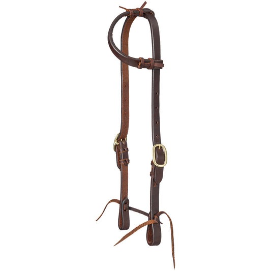 Royal King Harness Leather Gag Single Ear Headstall with Tie Ends