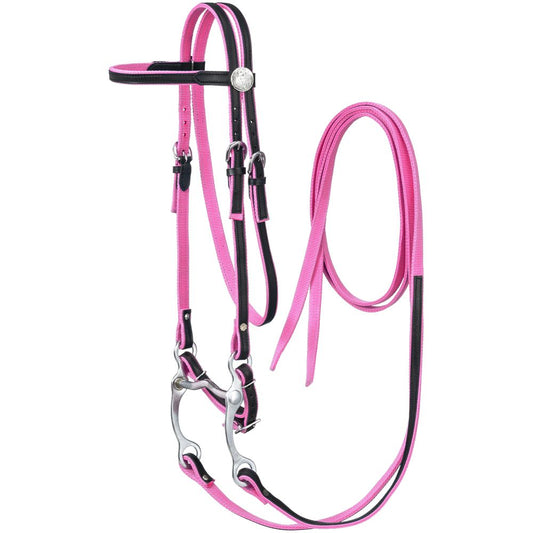 King Series Nylon Browband Bridle with Leather Overlay