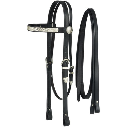 King Series Draft Horse Show Headstall with Reins
