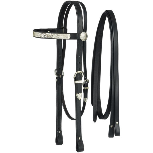 King Series Draft Horse Show Headstall with Reins