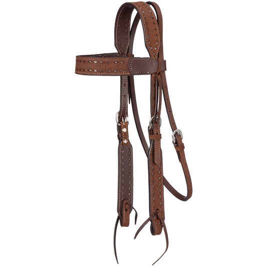 Tough1 Brown Buckstitch Browband Headstall