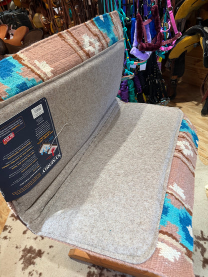 Weaver Synergy Contour Performance Western Saddle Pad, Odyssey-Pink Sand/Aruba Blue, 33”x38” Wool bottom