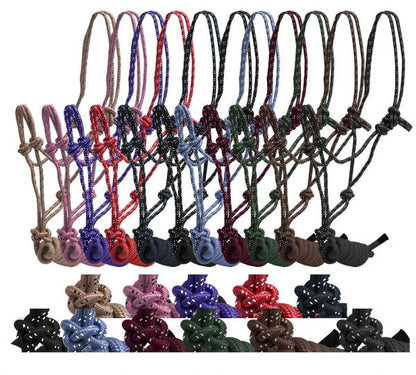 Braided Speckled Cowboy Know Rope Halter with Removable Matching 7.5ft Lead Rope
