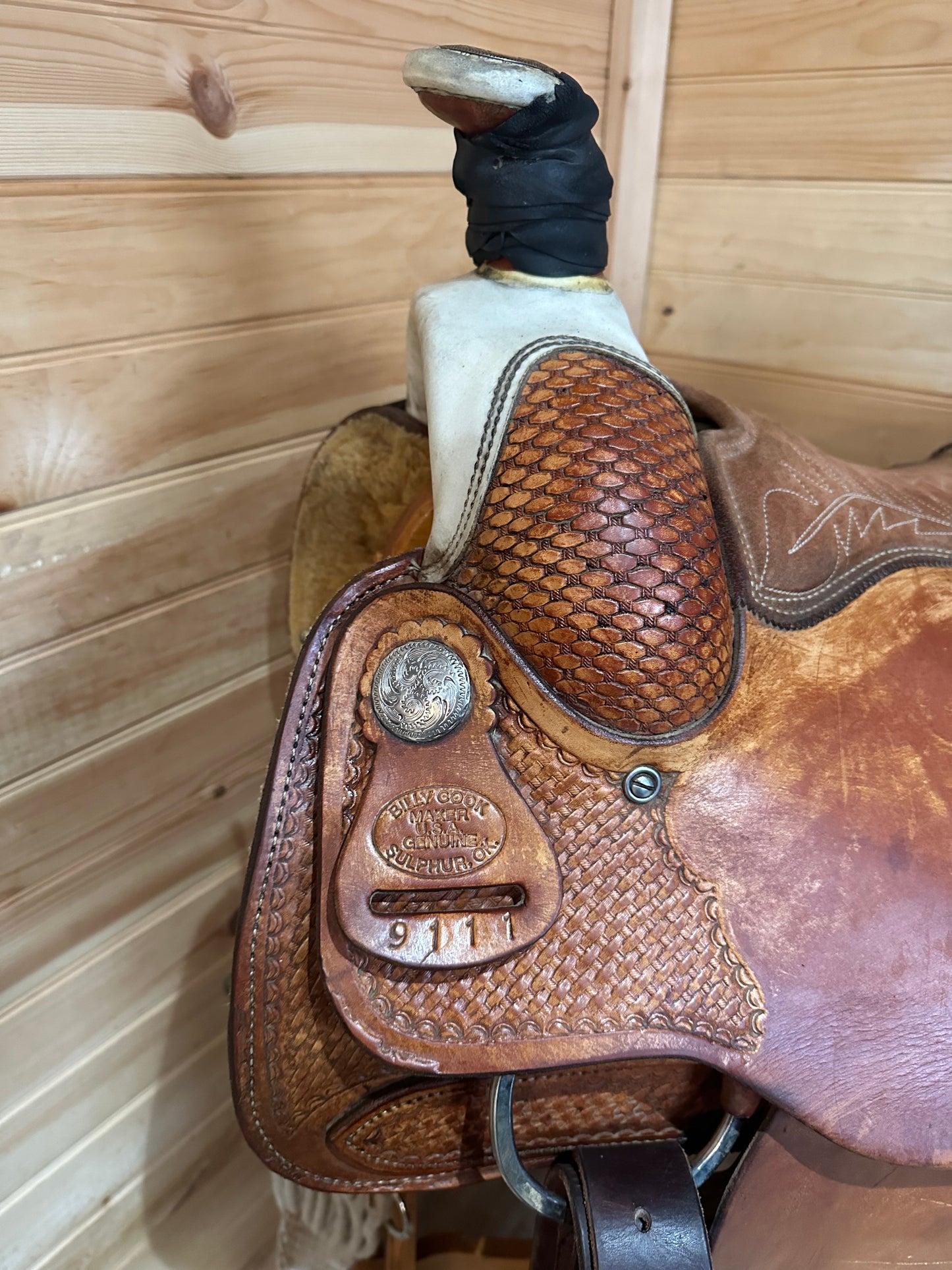 16” Billy Cook Basket Stamped Dally Team Roper Western Saddle 9111