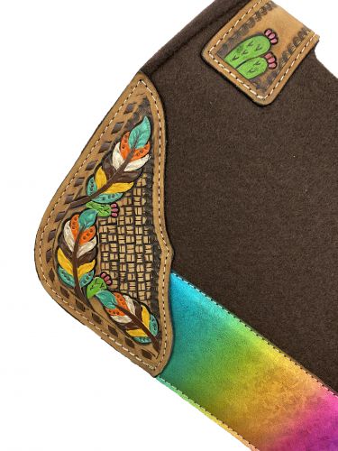 Rainbow Metallic Pony 24" x 24" x 1" Brown Felt Western Saddle Pad