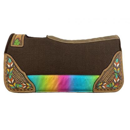 Rainbow Metallic Pony 24" x 24" x 1" Brown Felt Western Saddle Pad