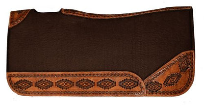 Showman Brown Aztec Design Contoured Felt Western Saddle Pad 31" x 32" x 1"