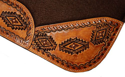 Showman Brown Aztec Design Contoured Felt Western Saddle Pad 31" x 32" x 1"