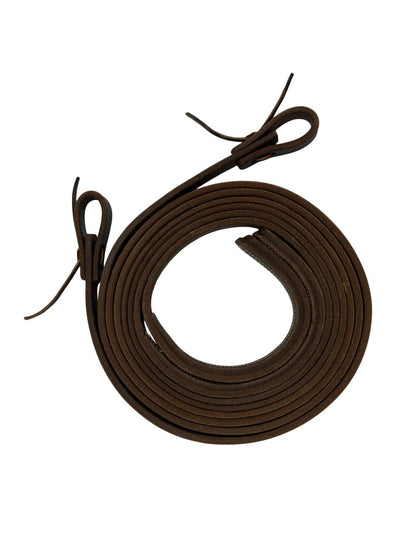 8' x 5/8" Dark Oiled Harness Leather Split Reins with Weighted Ends