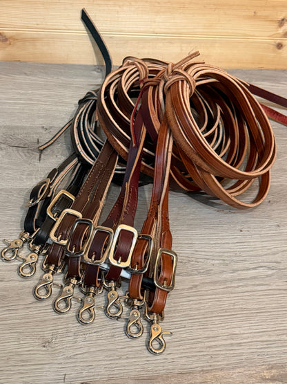 Leather Split Reins 8’ Quick Change Ends w/snaps - Choose Color