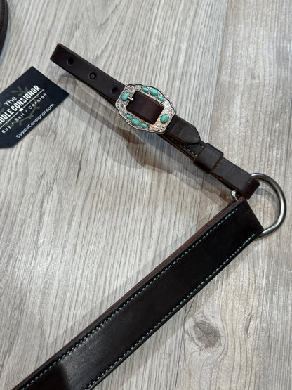 Navajo Rope Edge Turquoise Breast Collar – Premium Amish Leather by Spur Creek Tack
