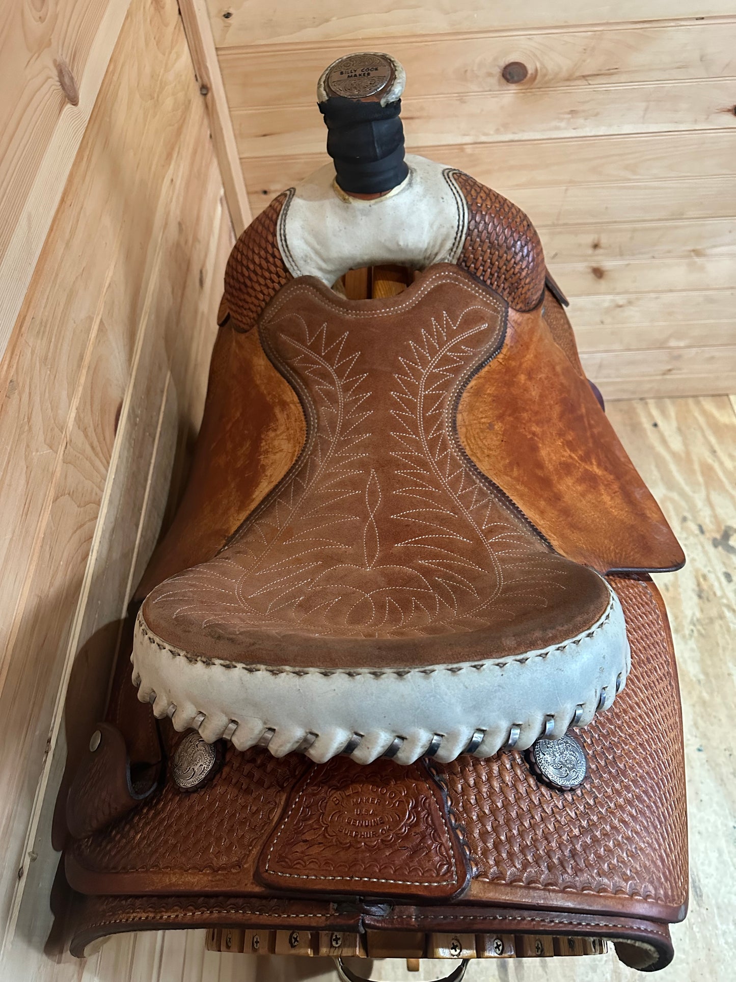 16” Billy Cook Basket Stamped Dally Team Roper Western Saddle 9111
