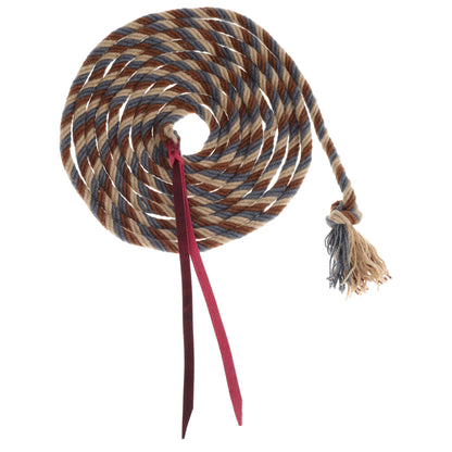 Dust & Denim Mohair Mecate Reins - 22 Ft Ft Dusty Blue/Brown/Tan