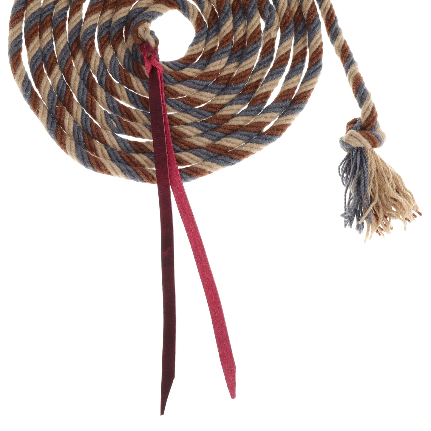Dust & Denim Mohair Mecate Reins - 22 Ft Ft Dusty Blue/Brown/Tan