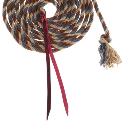 Dust & Denim Mohair Mecate Reins - 22 Ft Ft Dusty Blue/Brown/Tan