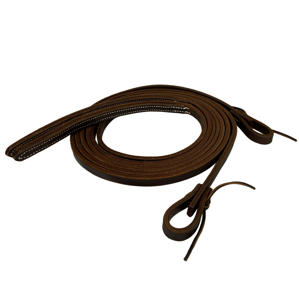 8' x 5/8" Dark Oiled Harness Leather Split Reins with Weighted Ends