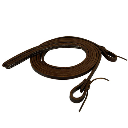 8' x 5/8" Dark Oiled Harness Leather Split Reins with Weighted Ends