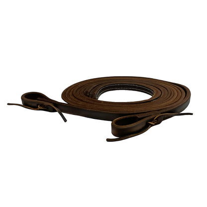 8' x 5/8" Dark Oiled Harness Leather Split Reins with Weighted Ends