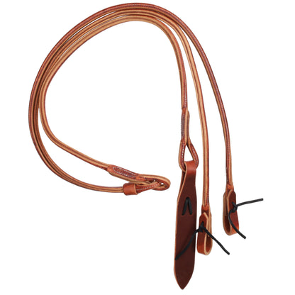 Harness Leather Rolled Romal Reins with Popper, Medium Oil