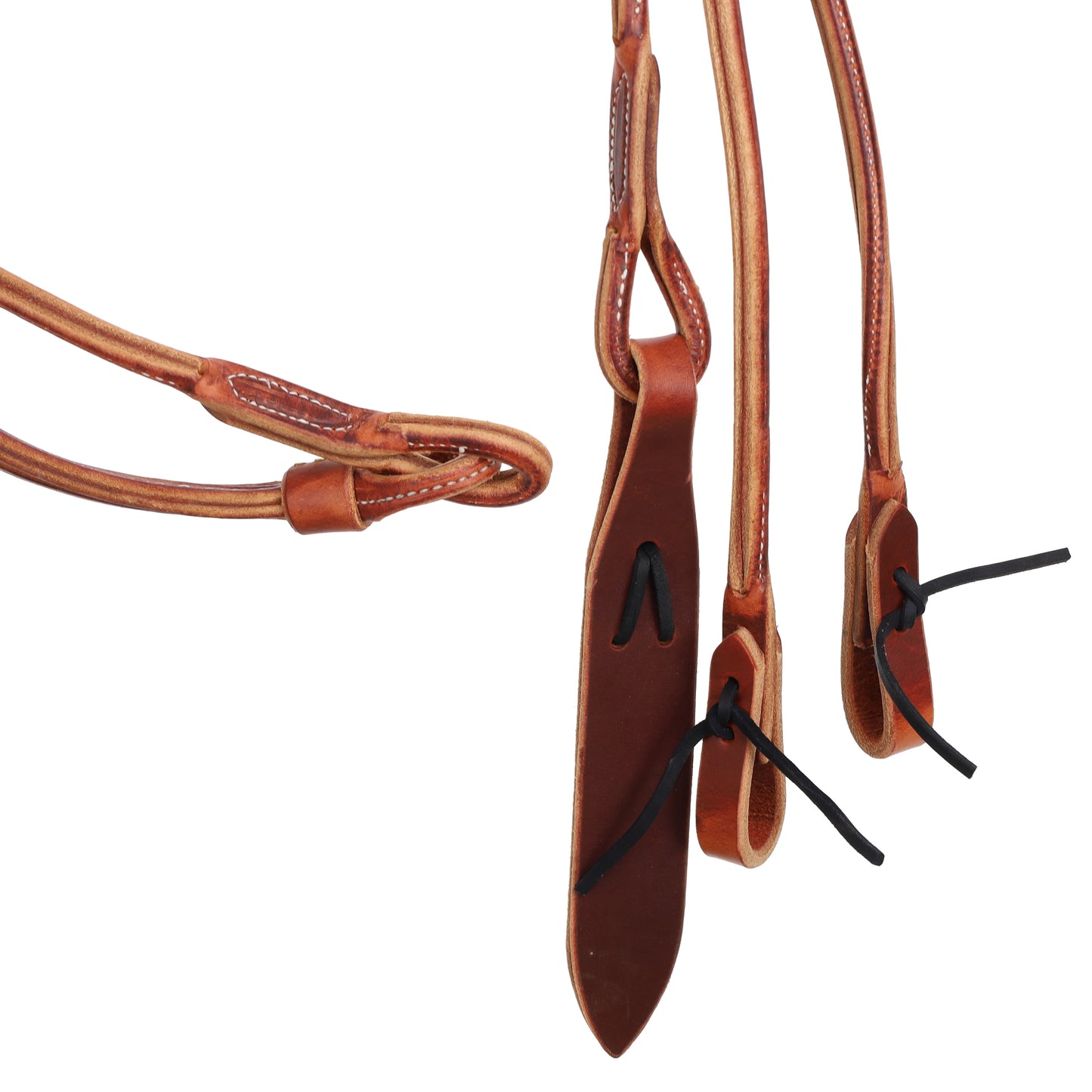 Harness Leather Rolled Romal Reins with Popper, Medium Oil
