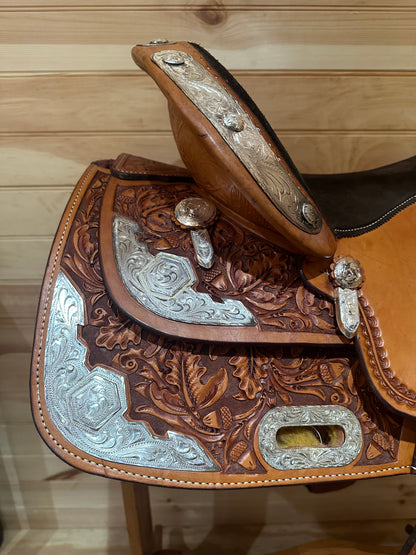 15” Billy Cook Maker Sulphur,OK Silver Barrel Racing Saddle Model 2000