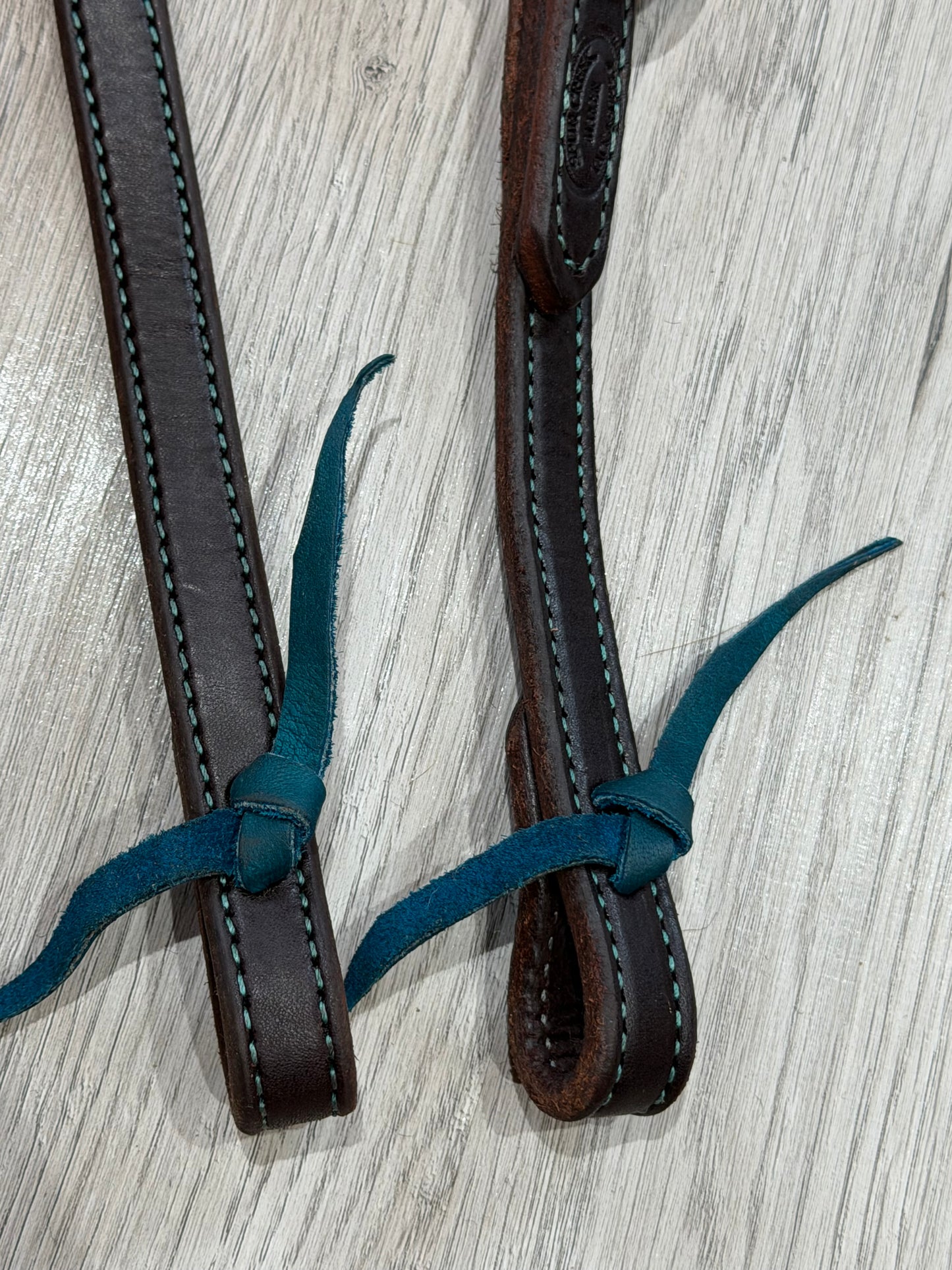 Aztec Oval Copper Turquoise Color Stitch One Ear Headstall– Premium Amish Leather by Spur Creek Tack