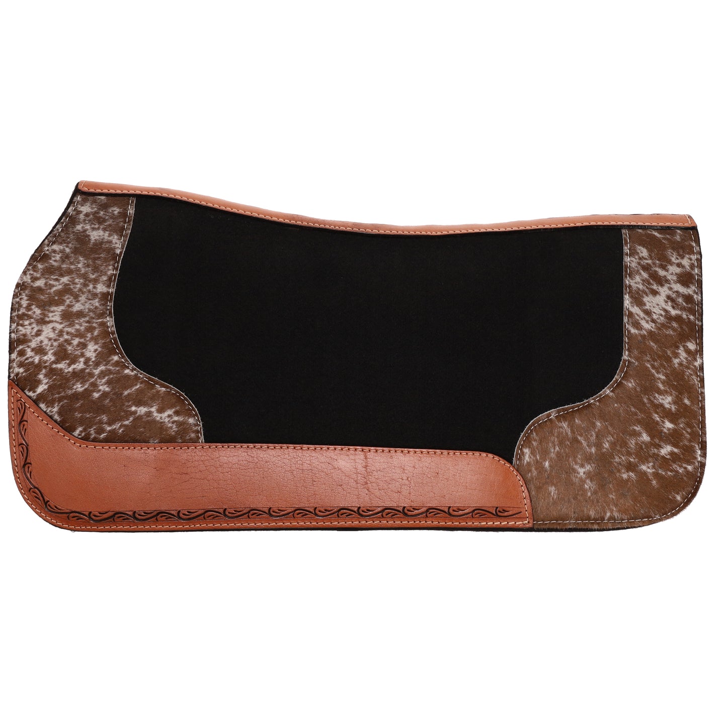 Showman Black Cowhide Contoured Western Saddle Pad 31" x 32" x1"