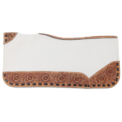 Showman Ivory Felt Floral Tooled Contoured Western Saddle Pad 31" x 32" x 3/4" x1"