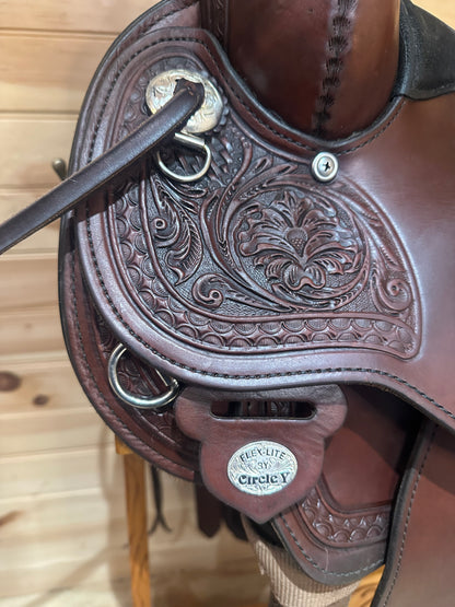 17” Circle Y Basket Flower Trail Flex-Lite Western Trail Saddle Model 1552
