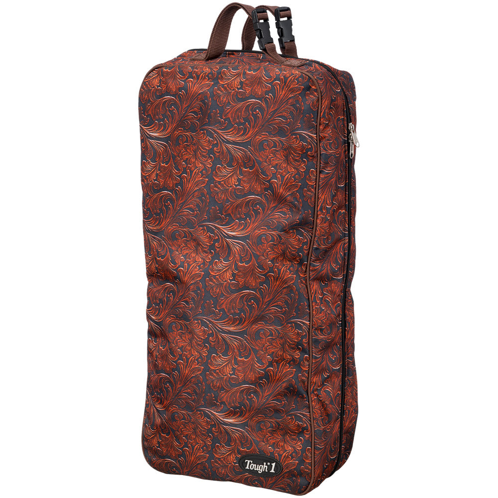 Tough1 Tooled Leather Print Double-Sided Halter/Bridle Bag