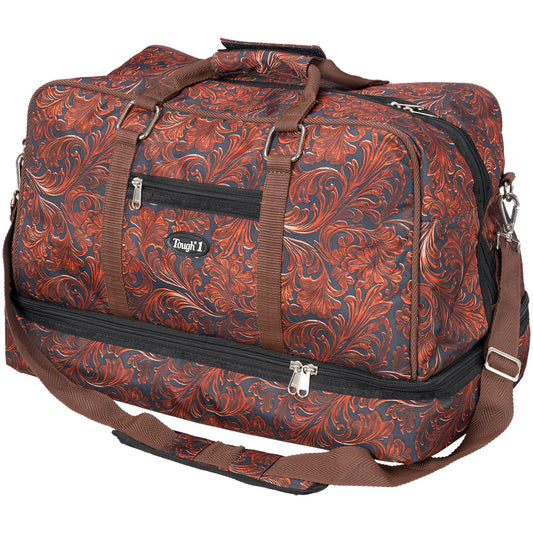 Tough1 Tooled Leather Print Duffel Bag