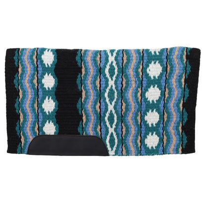34" x 40" Heavy Woven Wool Saddle Show Blanket - Deep Blues