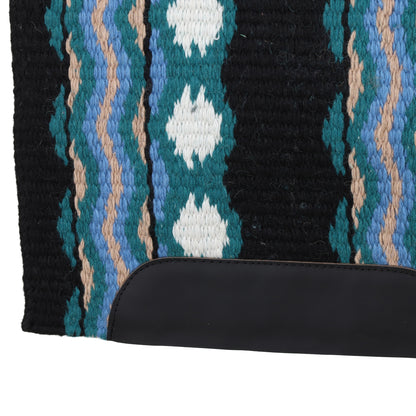 34" x 40" Heavy Woven Wool Saddle Show Blanket - Deep Blues