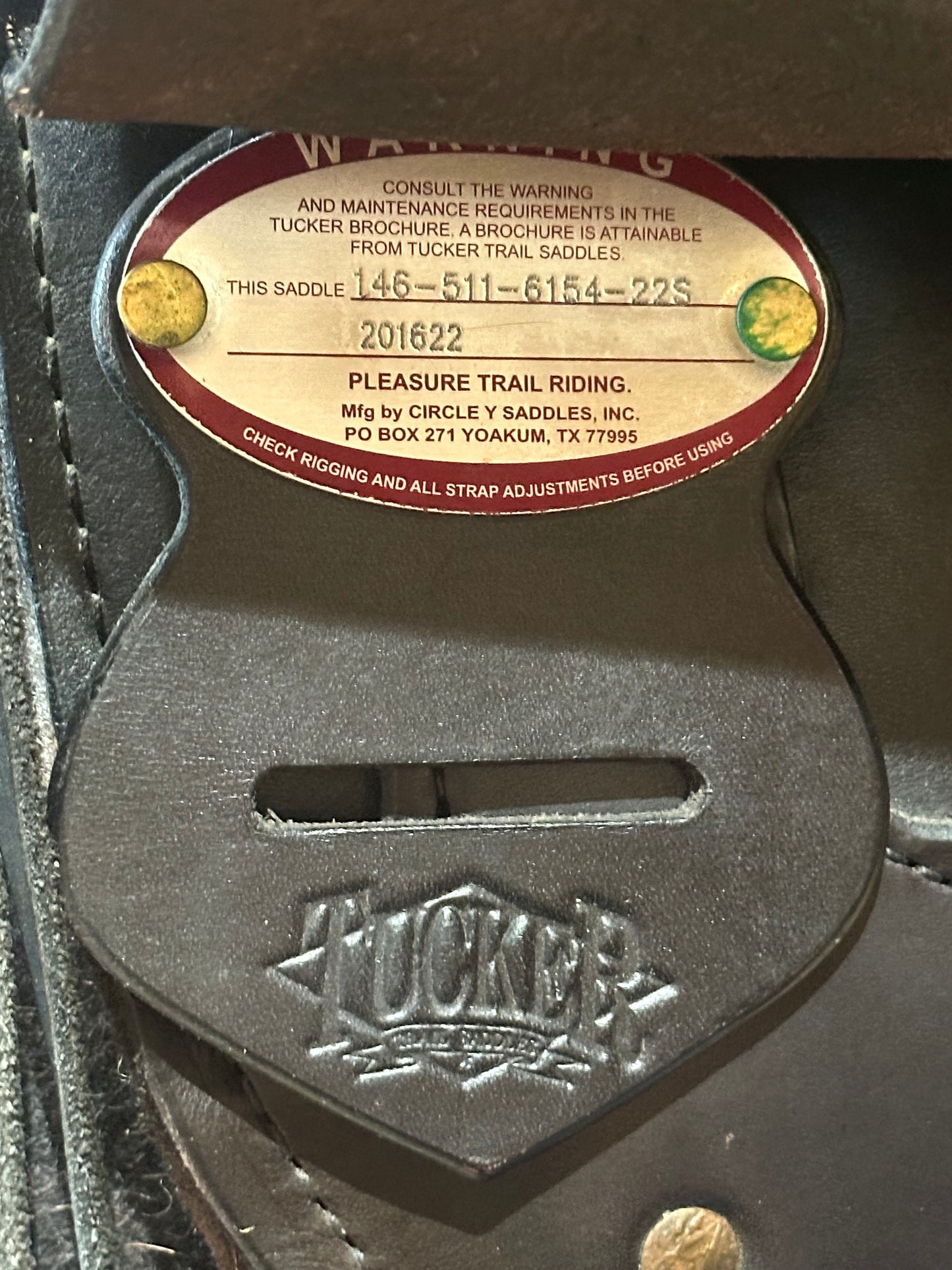 15.5” Tucker River Plantation Endurance Trail Saddle Model 146 (2016)
