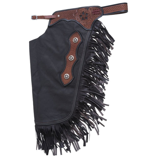 Tough1 Premium Leather Chinks with Basketweave Filigree