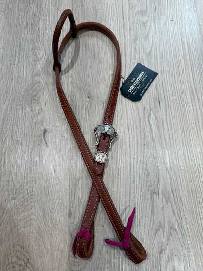 Steer Pink Color Stitch One Ear Headstall– Premium Amish Leather by Spur Creek Tack