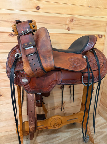 17” Circle Y Flex-Lite Basket Flower Western Trail Saddle Model 1552