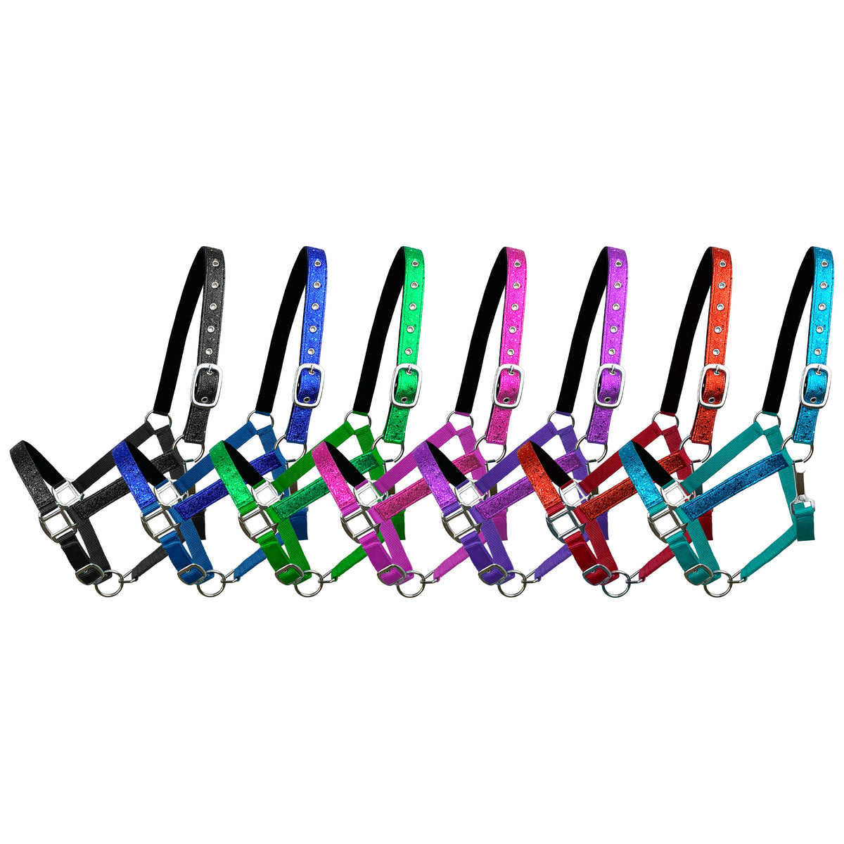 Nylon Glitter Halter with Neoprene Lined Nose and Crown - Avg Horse Size