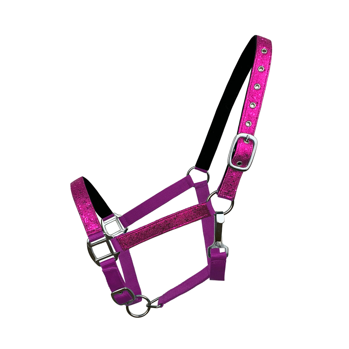 Nylon Glitter Halter with Neoprene Lined Nose and Crown - Avg Horse Size