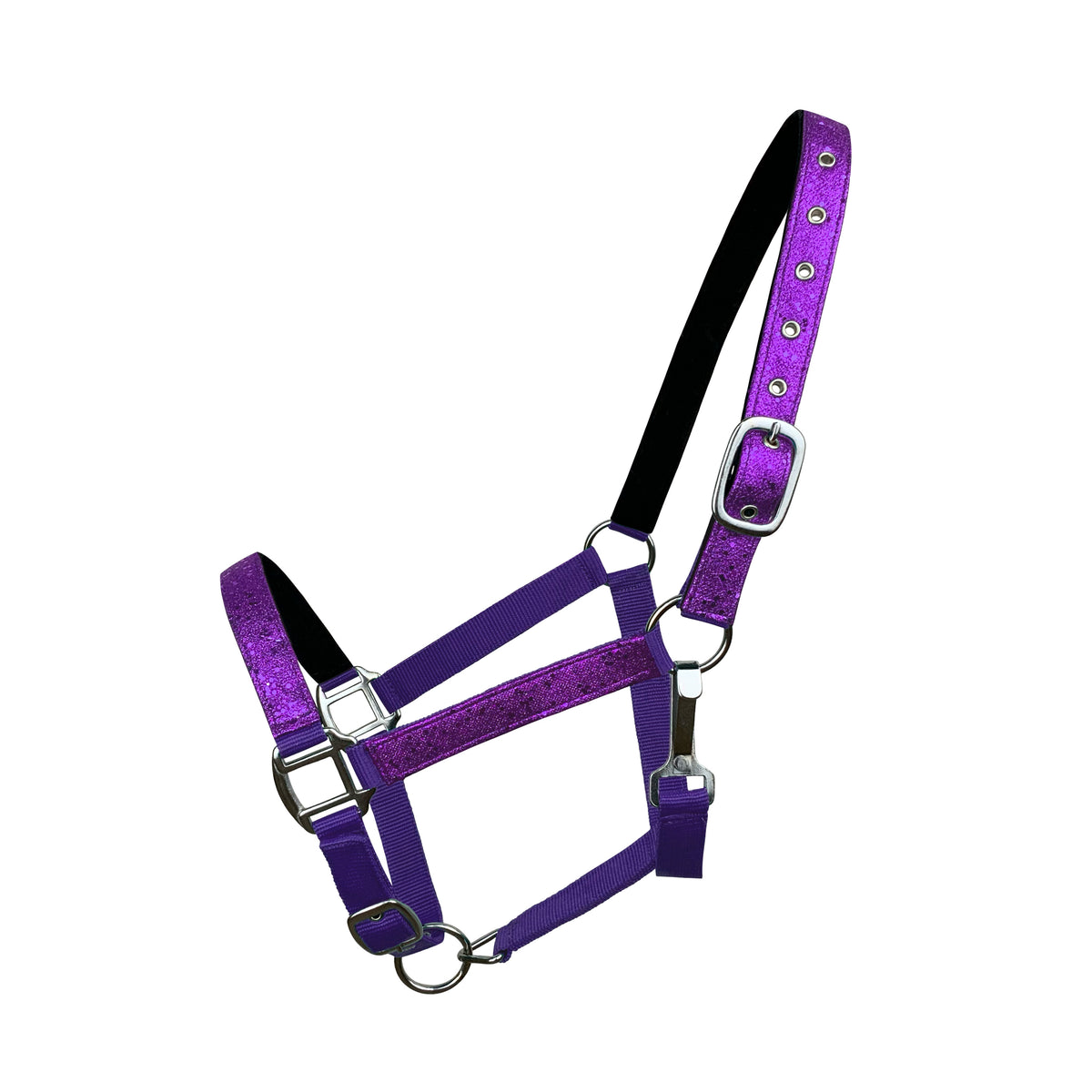 Nylon Glitter Halter with Neoprene Lined Nose and Crown - Avg Horse Size