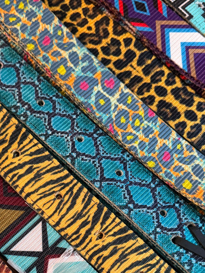 Animal Print Premium Quality Nylon Saddle Tie Strap and Off Billet Set