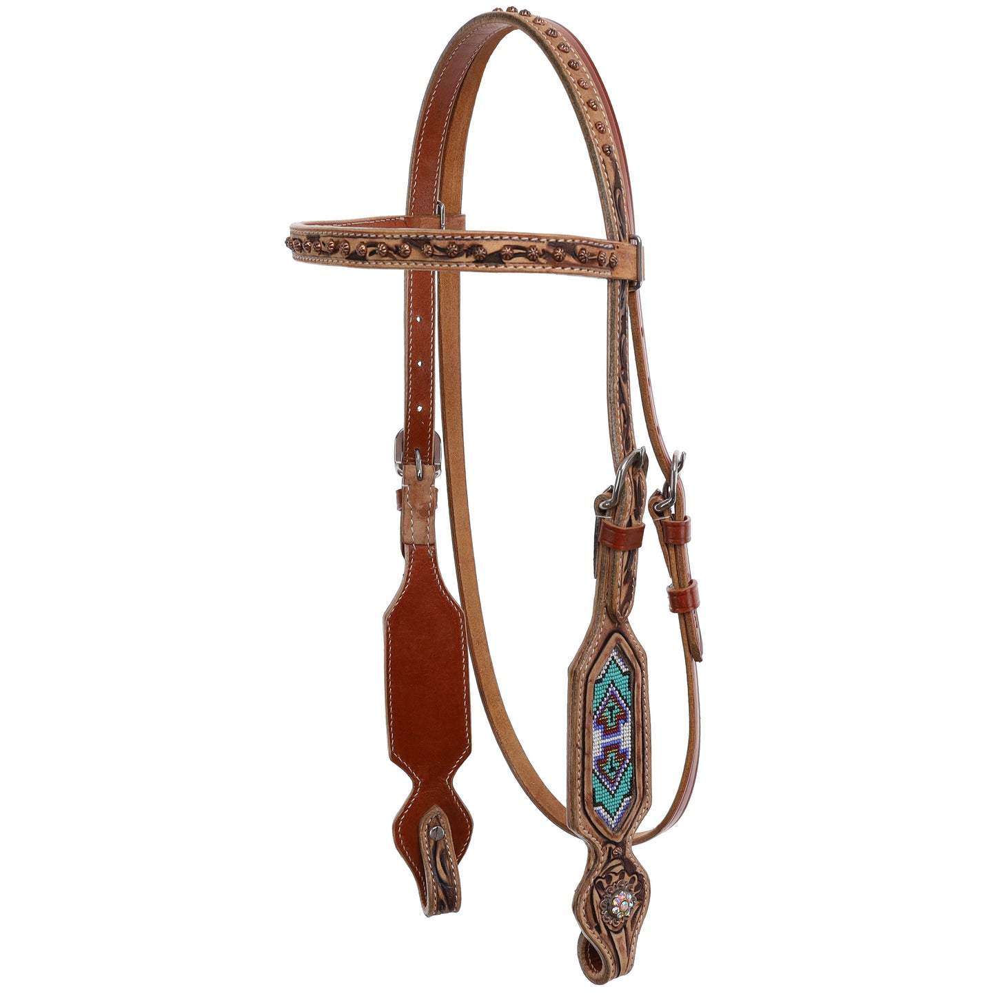 Beaded Turquoise Fringe Browband Headstall and Breastcollar Tack Set